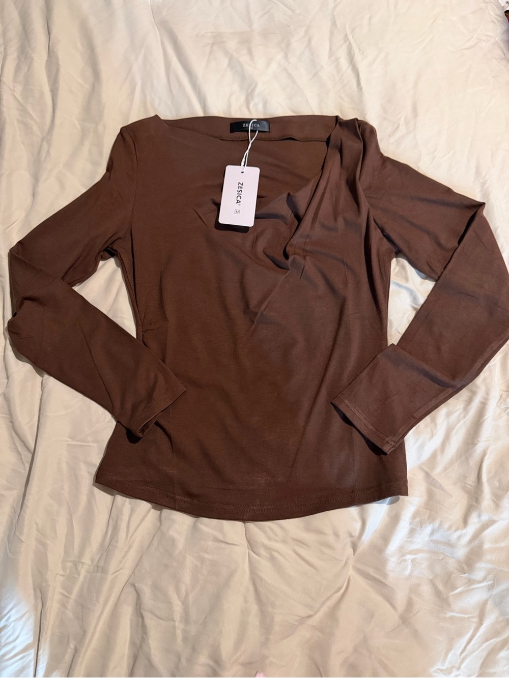 Women's Long Sleeve Brown Tee